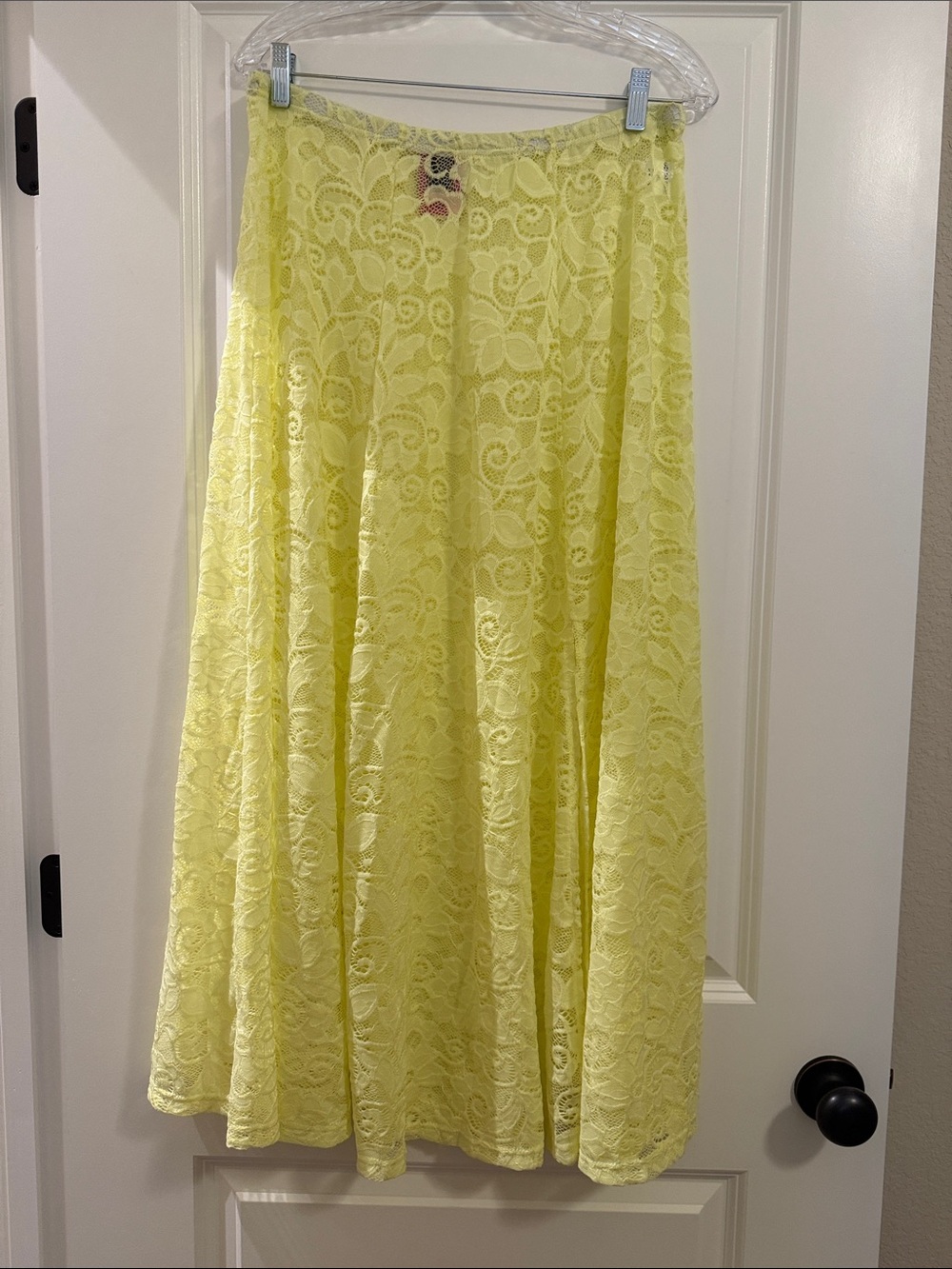 Lady The Brand Lace Maxi Skirt in Lemon Yellow